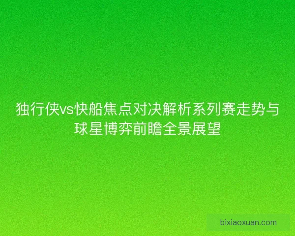 独行侠vs快船焦点对决解析系列赛走势与球星博弈前瞻全景展望