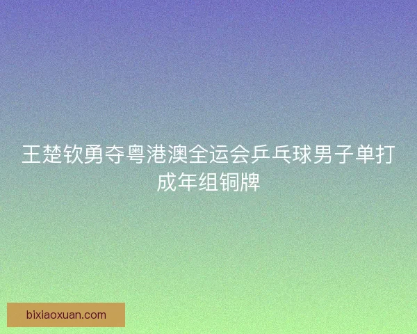 王楚钦勇夺粤港澳全运会乒乓球男子单打成年组铜牌